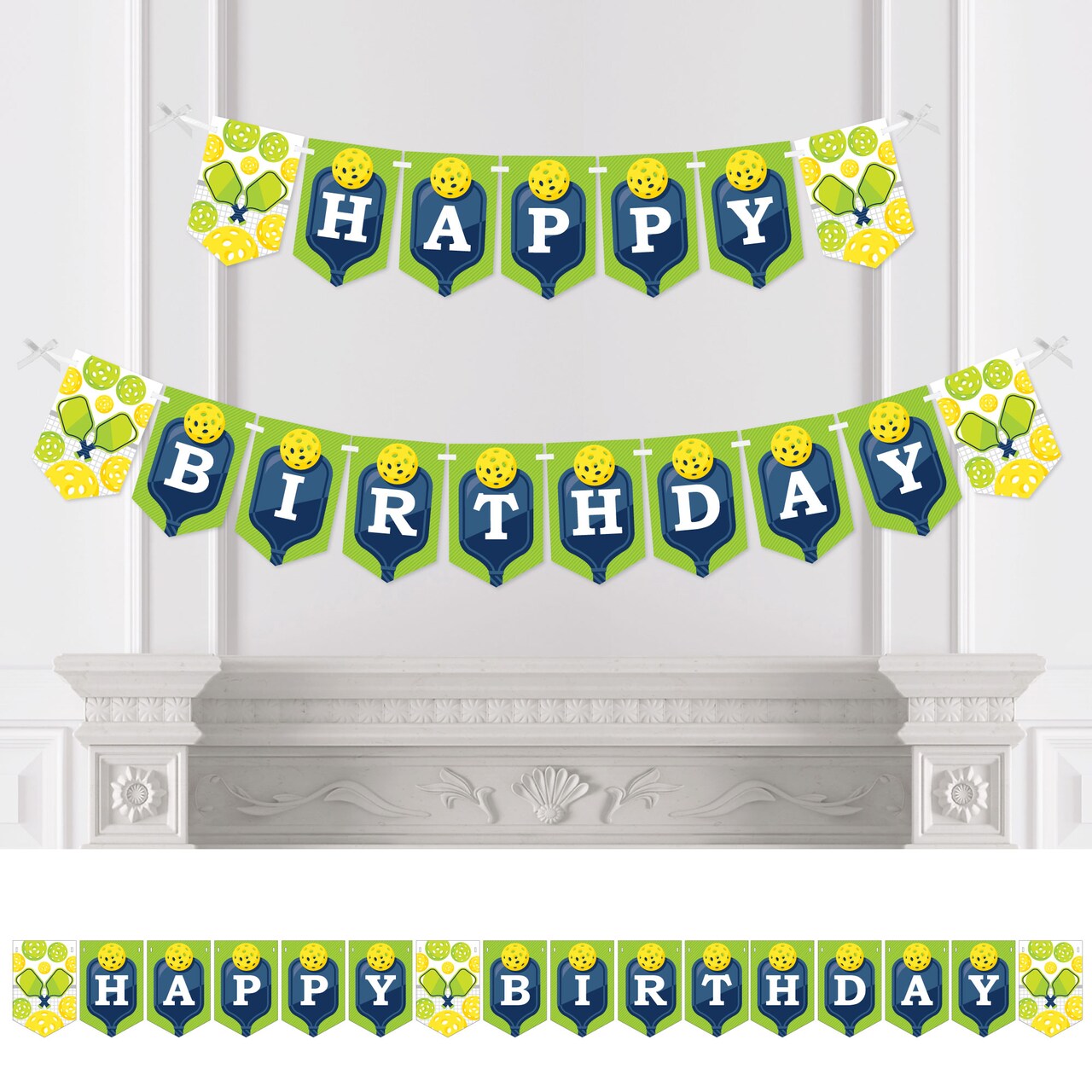 Big Dot of Happiness Let’s Rally - Pickleball - Birthday Party Bunting Banner - Party Decorations - Happy Birthday